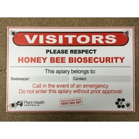 Apiary biosecurity sign