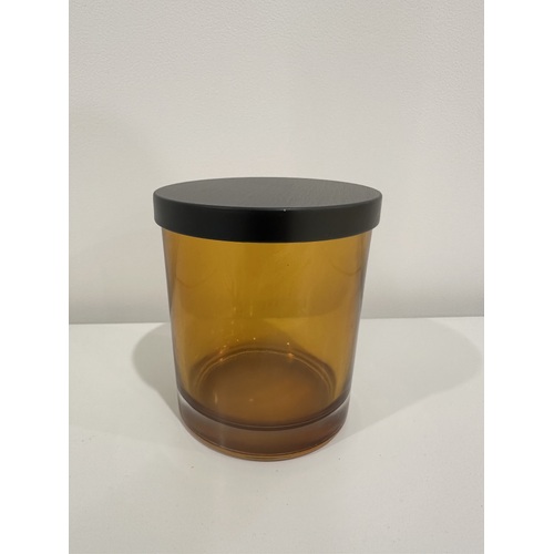 Candle Jar with Lid - Black/Amber