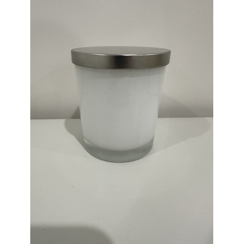 Candle Jar with Lid - White/Silver